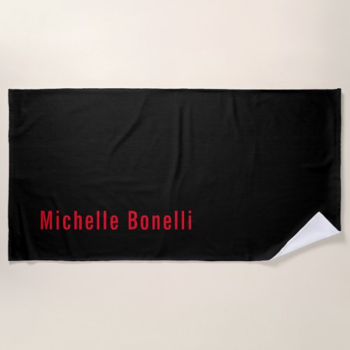 Professional Minimalist Black Red Modern Plain Beach Towel