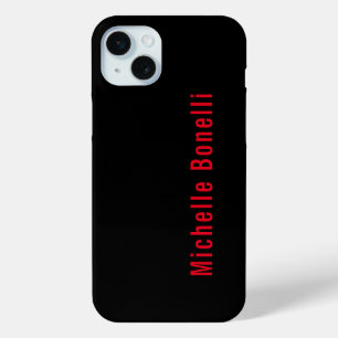 Professional Minimalist Black Red Modern Plain iPhone 15 Plus Case