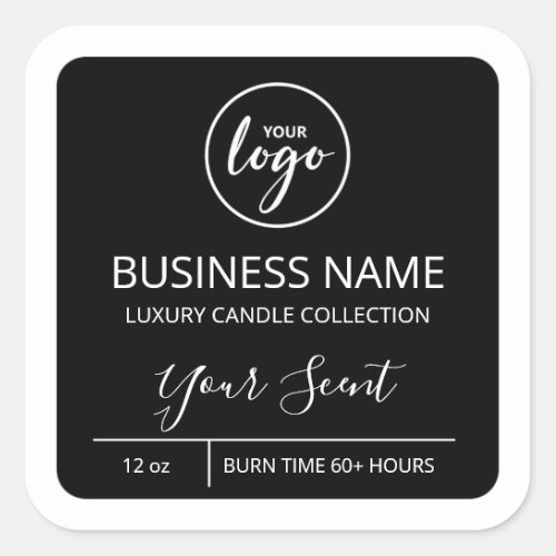 Professional Minimalist Black Soy Candle Labels