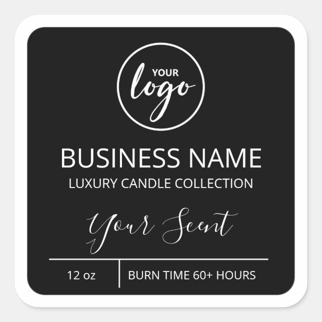 Professional Minimalist Black Soy Candle Labels (Front)