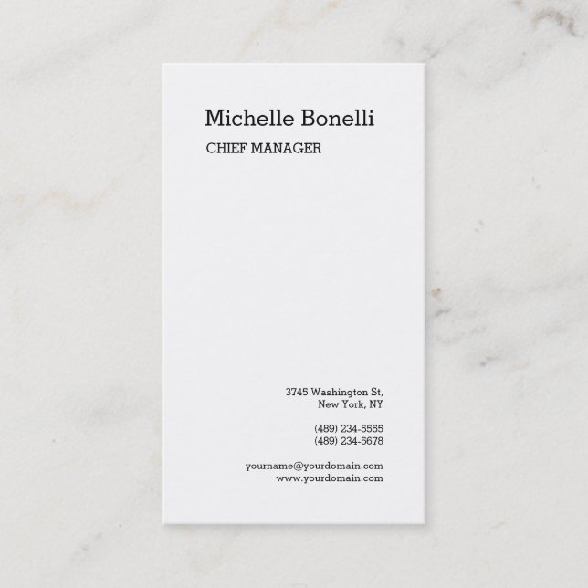 Professional Minimalist Black & White Classical Business Card (Front)
