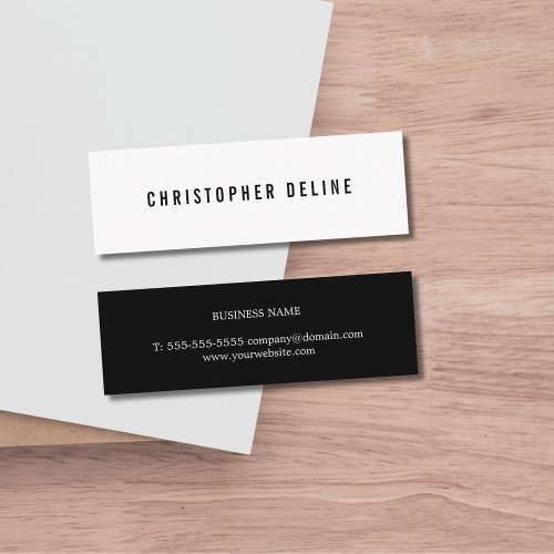 Professional Minimalist Black White Consultant Mini Business Card