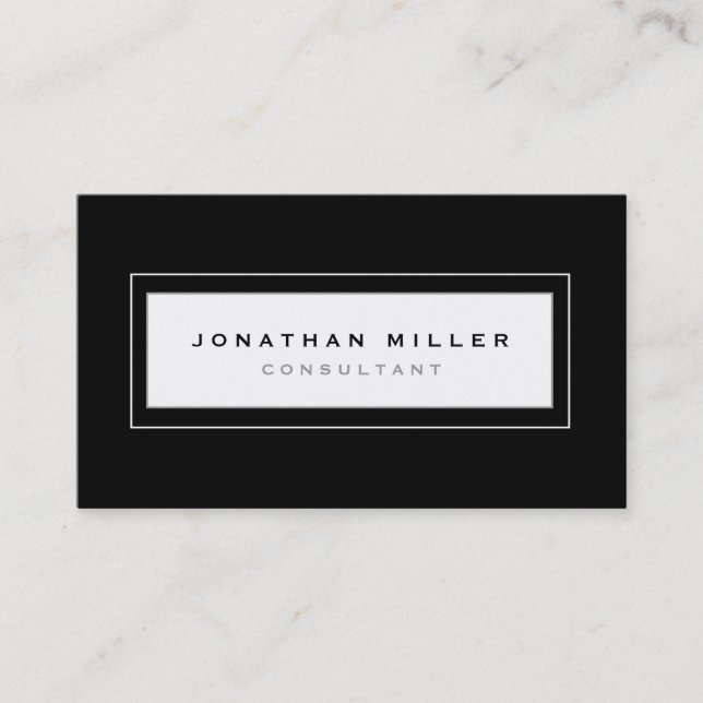 Professional Minimalist Black & White Frame Business Card (Front)