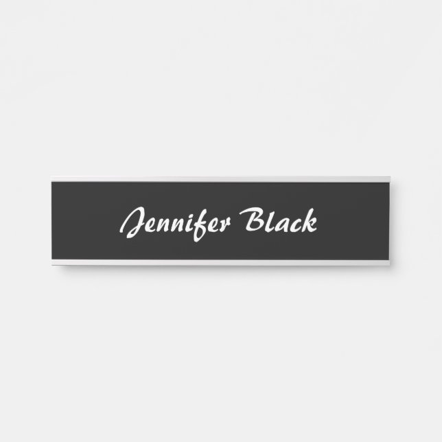 Professional minimalist black white handwriting door sign (Front)