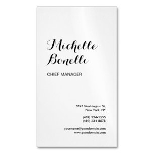 Professional Minimalist Black White Modern Business Card Magnet