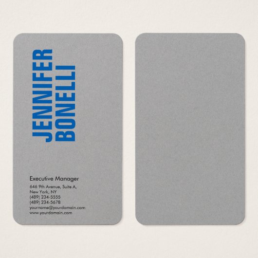 Professional minimalist blue grey profile card (Front & Back)