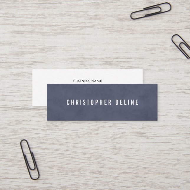 Professional Minimalist Blue White Consultant Mini Business Card (Front/Back In Situ)