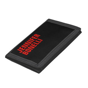 Professional minimalist bold black red tri-fold wallet