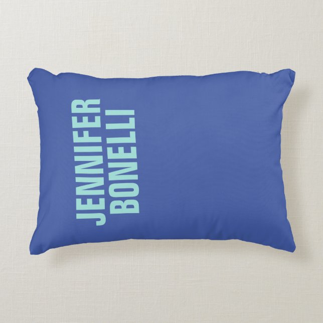 Professional minimalist bold blue name accent pillow (Front)