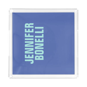 Professional minimalist bold blue name acrylic tray