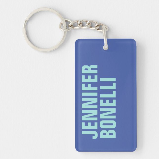 Professional minimalist bold blue name keychain (Front)