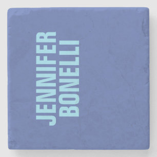 Professional minimalist bold blue name stone coaster