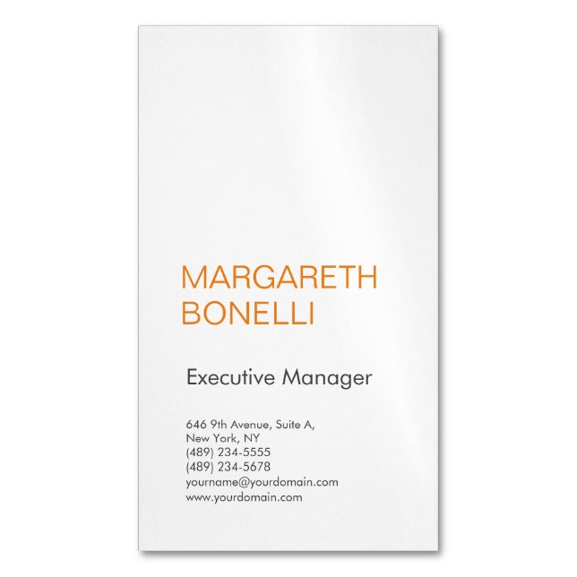 Professional minimalist bold modern business card magnet (Front Vertical)