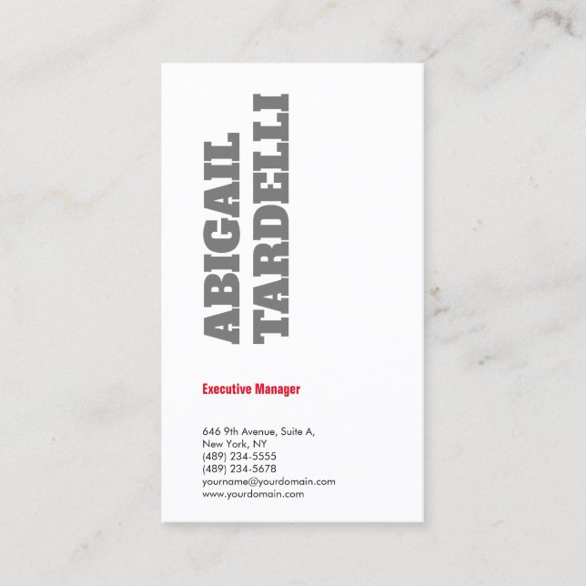 Professional minimalist bold modern custom plain business card (Front)