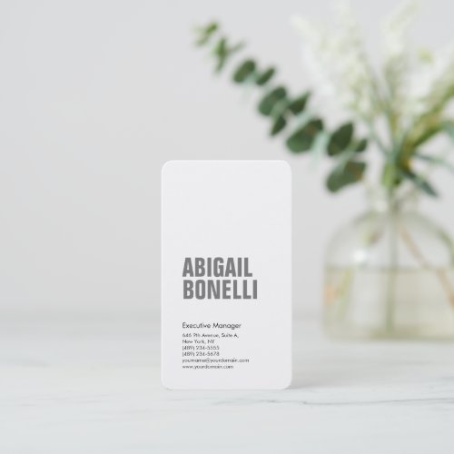 Professional minimalist bold modern gray white business card