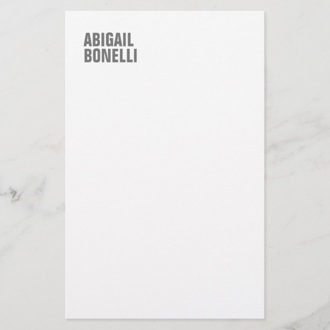 Professional minimalist bold modern gray white stationery (Front)