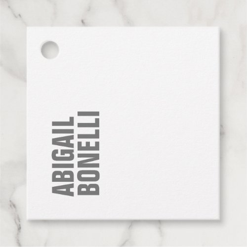 Professional minimalist bold modern grey name favor tags
