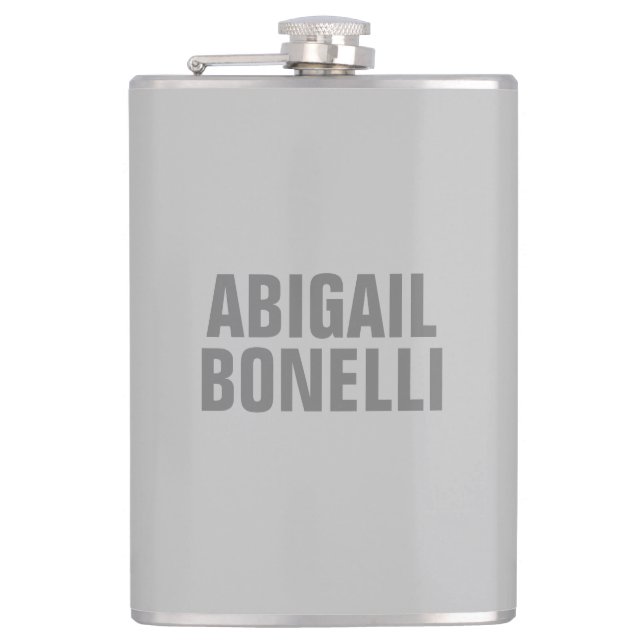 Professional minimalist bold modern grey name flask (Front)