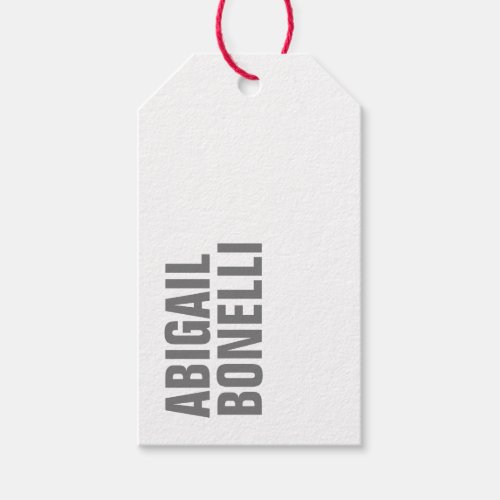 Professional minimalist bold modern grey name gift tags