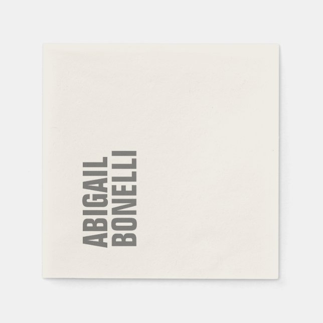 Professional minimalist bold modern grey name napkins (Front)