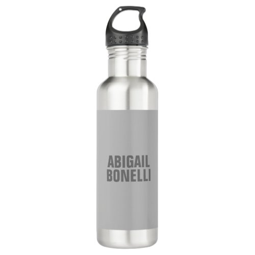 Professional minimalist bold modern grey name stainless steel water bottle