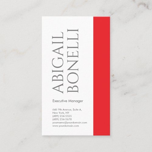 Professional minimalist bold modern grey red white business card