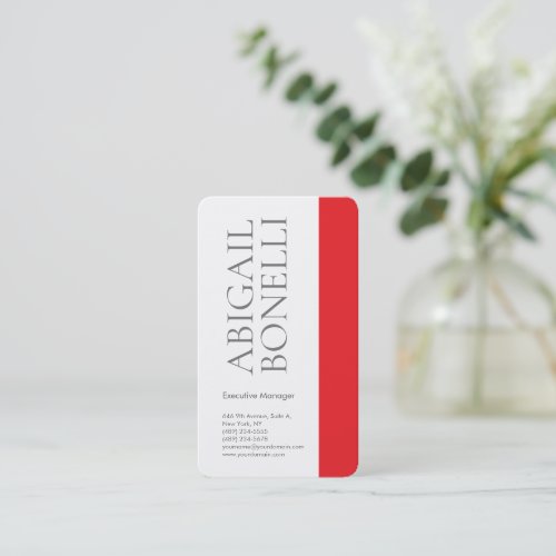 Professional minimalist bold modern grey red white business card