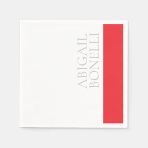 Professional minimalist bold modern grey red white napkins