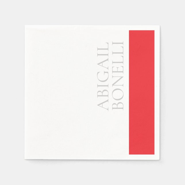 Professional minimalist bold modern grey red white napkins (Front)