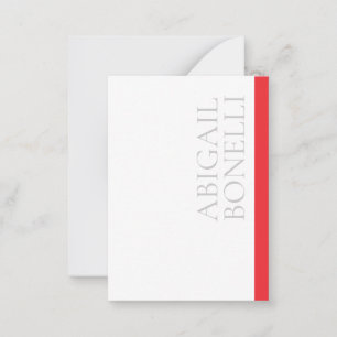 Professional minimalist bold modern grey red white note card