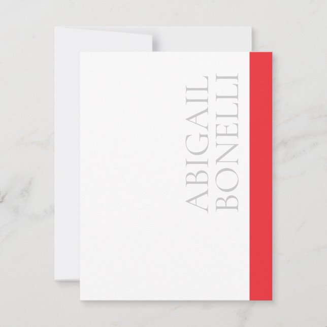 Professional minimalist bold modern grey red white note card (Front)