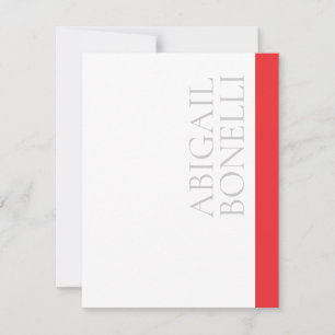 Professional minimalist bold modern grey red white note card