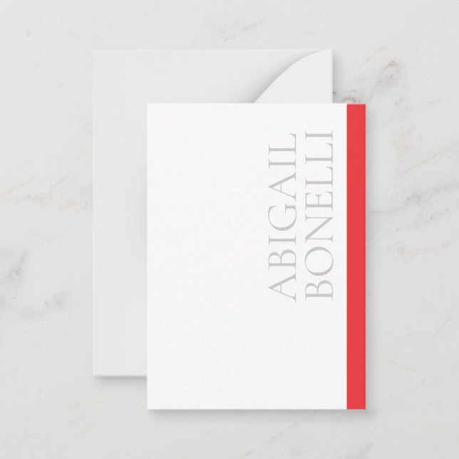 Professional minimalist bold modern grey red white note card (Front)