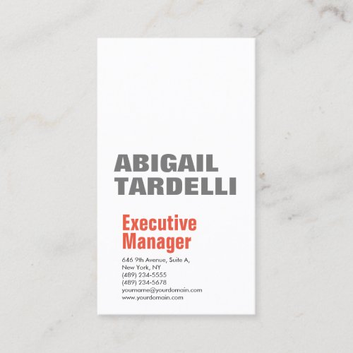 Professional minimalist bold modern grey white business card