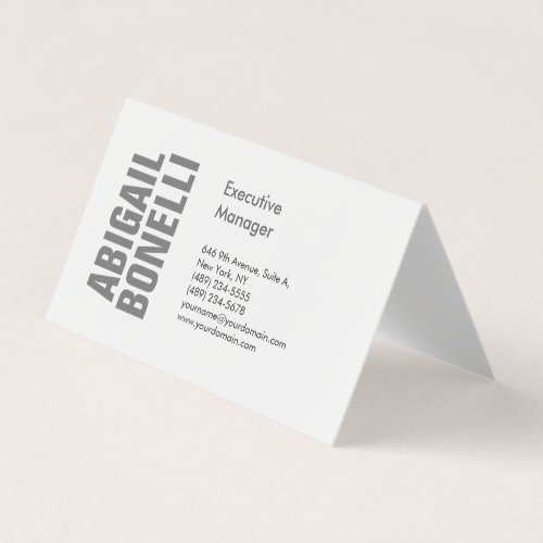 Professional minimalist bold modern grey white business card