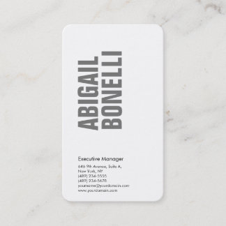 Professional minimalist bold modern grey white business card