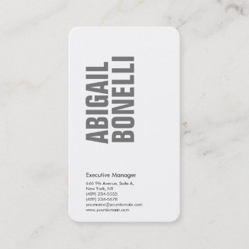 Professional Minimalist Bold Modern Grey White Business Card by hizli_art at Zazzle