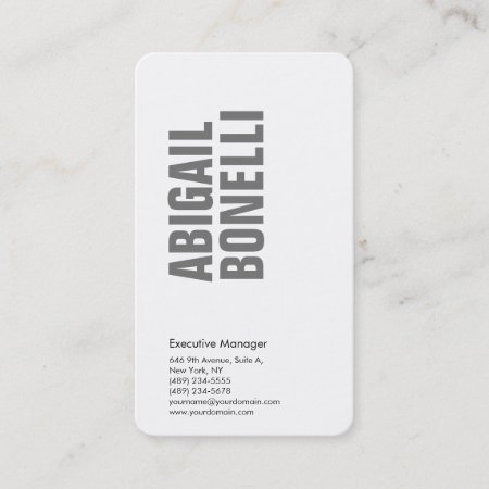Professional Minimalist Bold Modern Grey White Business Card