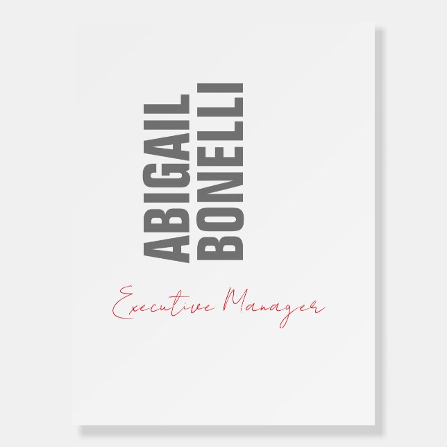 Professional minimalist bold modern grey white foam board (Front)