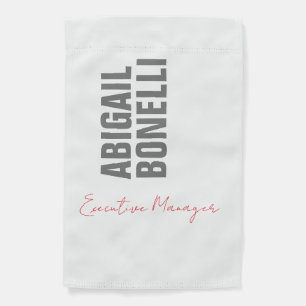 Professional minimalist bold modern grey white garden flag