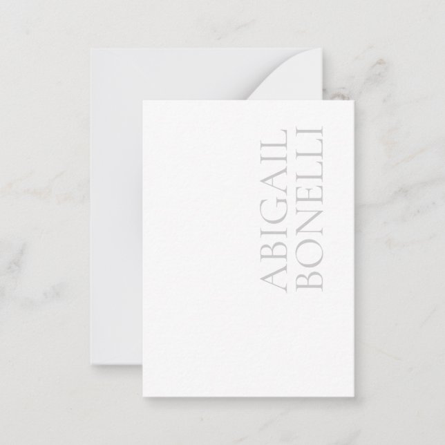Professional minimalist bold modern grey white note card (Front)