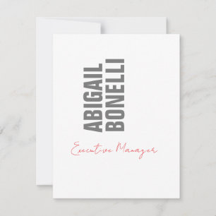 Professional minimalist bold modern grey white note card