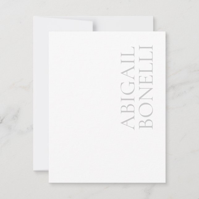 Professional minimalist bold modern grey white note card (Front)