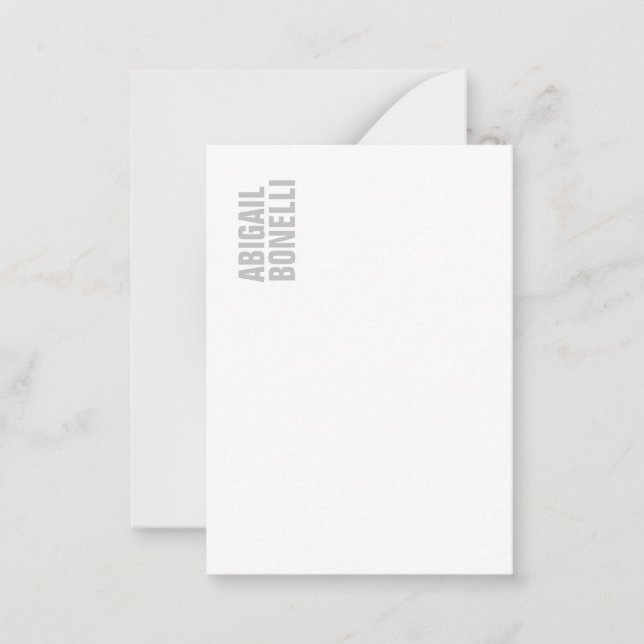 Professional minimalist bold modern grey white note card (Front)