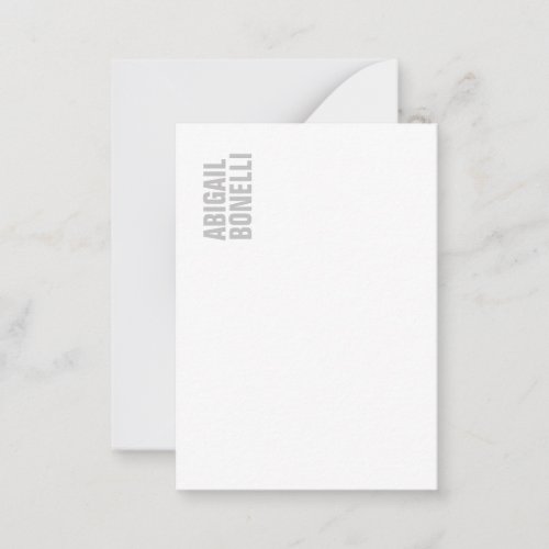 Professional minimalist bold modern grey white note card