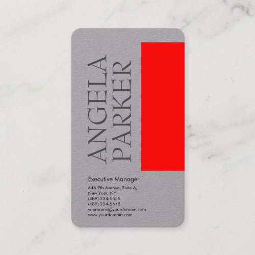 Professional minimalist bold modern red grey plain business card