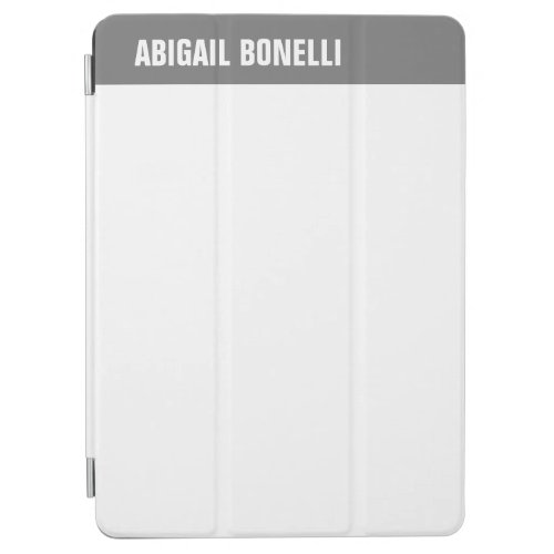 Professional minimalist bold name chic grey white iPad air cover
