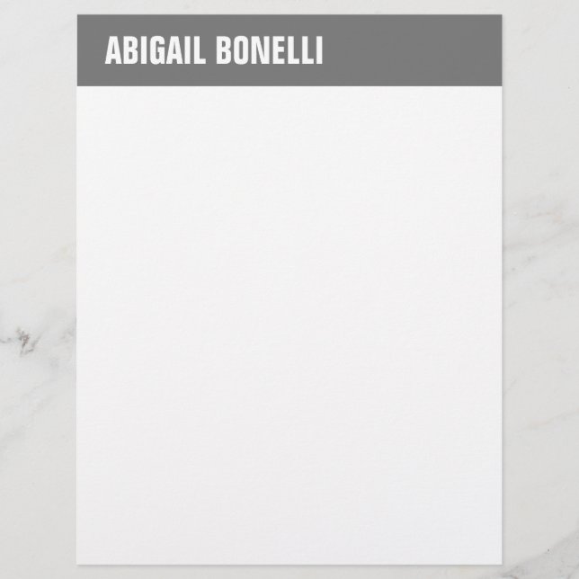 Professional minimalist bold name chic grey white letterhead (Front)