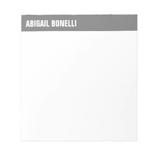 Professional minimalist bold name chic grey white notepad