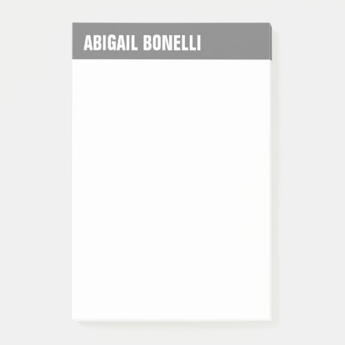 Professional minimalist bold name chic grey white post_it notes